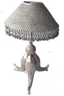 Vintage Fish Indian or Persian Silver Table Lamp with Fishes Motif