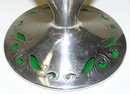 Art Nouveau Silver Overlay Green Glass Vase