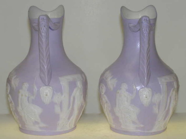 Pair Samuel Alcock Staffordshire Pitchers