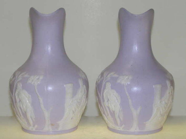 Pair Samuel Alcock Staffordshire Pitchers