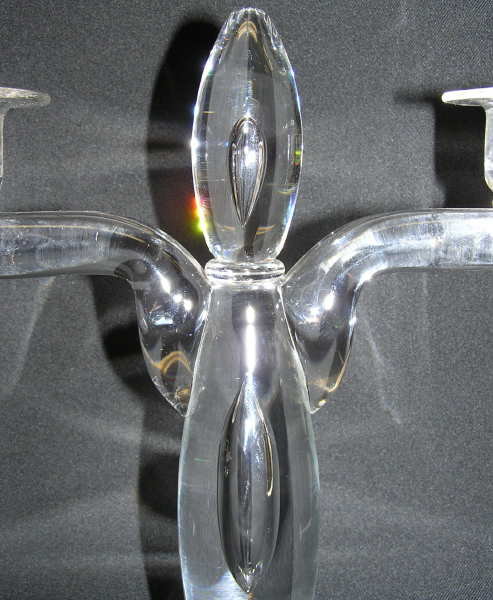 Pair Steuben Crystal Glass Candelabras