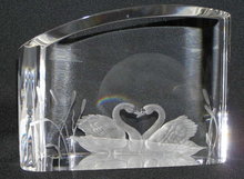 Steuben OUR LOVE Glass Swan Sculpture