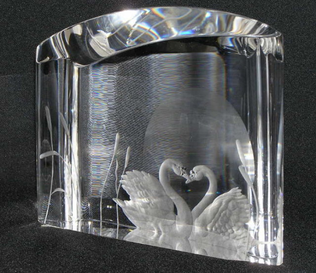 Steuben OUR LOVE Glass Swan Sculpture