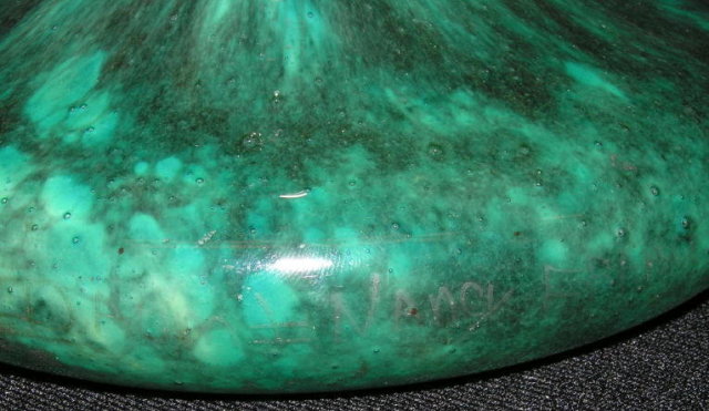 Antique Daum Mottled Green Glass Vase