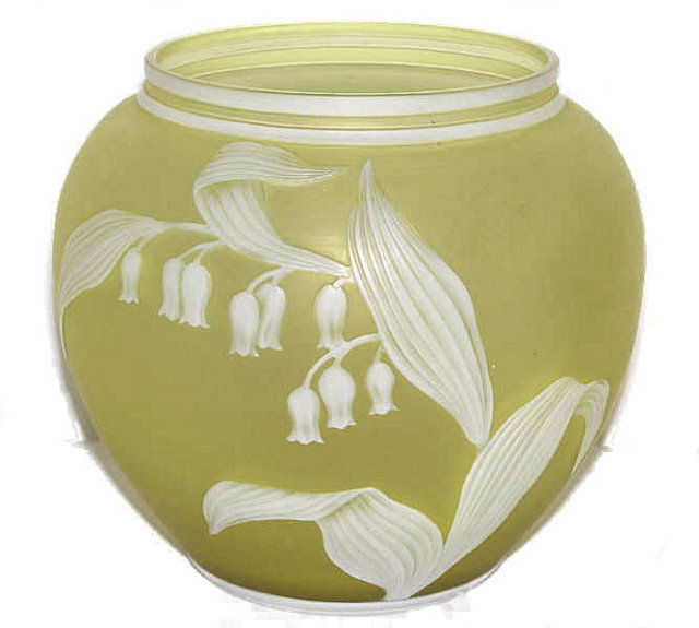 Webb Yellow/White Cameo Glass Vase
