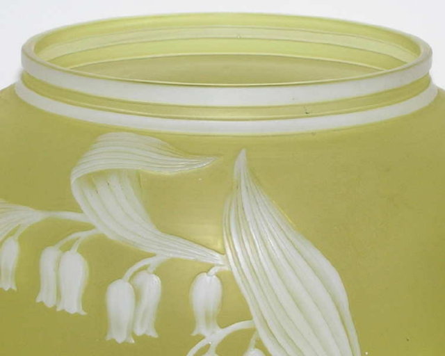 Webb Yellow/White Cameo Glass Vase