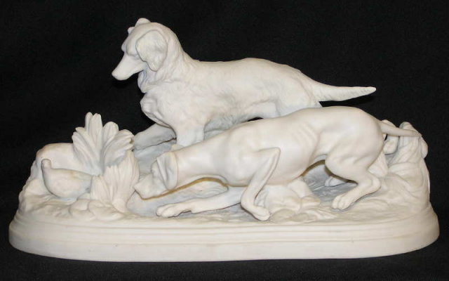 Bisque Parian Hunting Dog Figurine After MENE