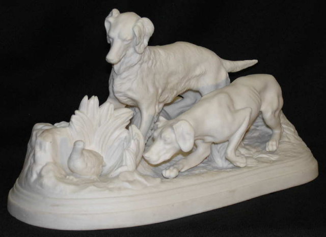 Bisque Parian Hunting Dog Figurine After MENE