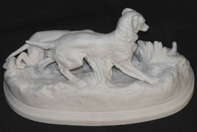 Bisque Parian Hunting Dog Figurine After MENE