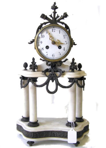 Marble Mantle Clock Candelabra Garniture Set