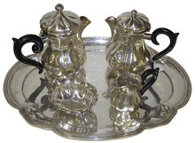 Antique German / Austrian 5-Pc Silver Tea Set