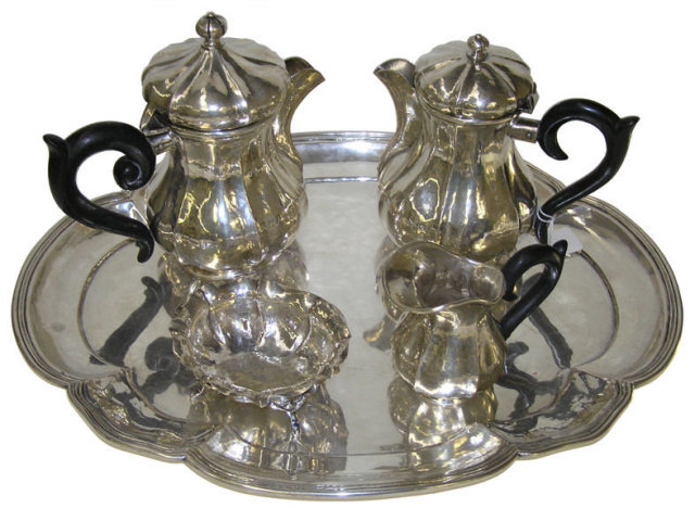 Antique German / Austrian 5-Pc Silver Tea Set