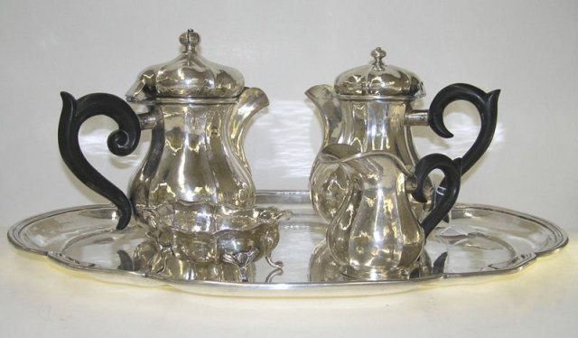 Antique German / Austrian 5-Pc Silver Tea Set