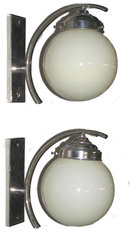 Pair Machine Age Art Deco Chrome Sconces