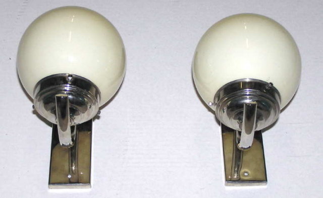 Pair Machine Age Art Deco Chrome Sconces