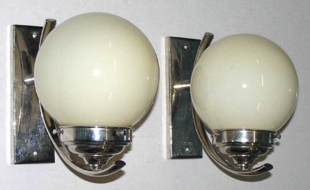 Pair Machine Age Art Deco Chrome Sconces