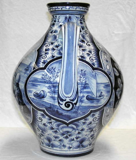 Antique HEISTERKAMP Delft 2-Handled Vase