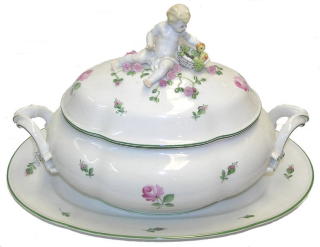 Augarten Wiener Rose Porcelain Tureen & Platter