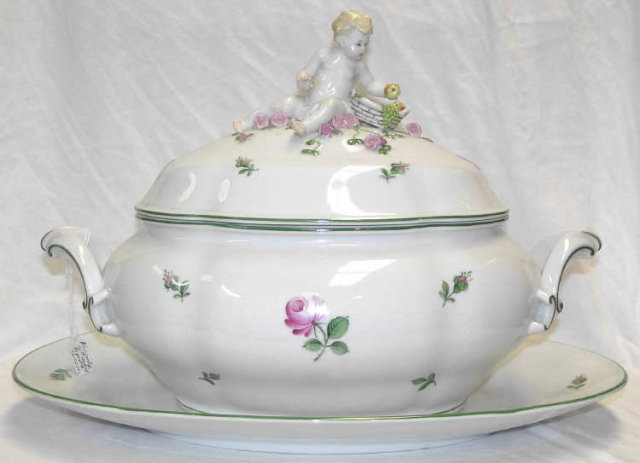 Augarten Wiener Rose Porcelain Tureen & Platter