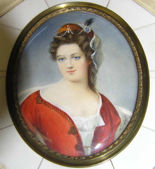 DUVAL Female Miniature Portrait Painting