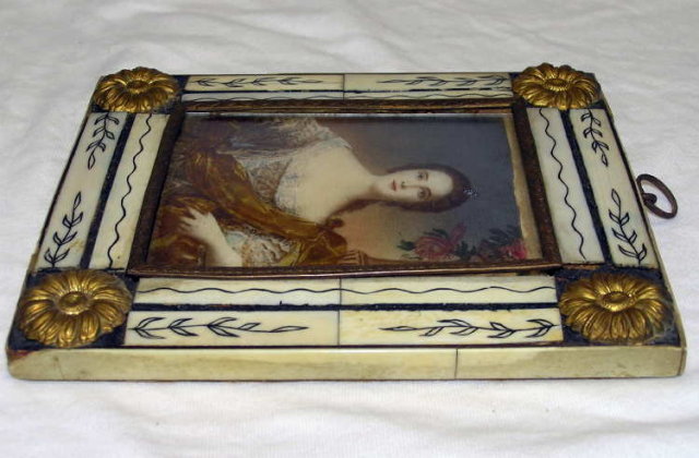 Miniature Framed Female Portrait Painting