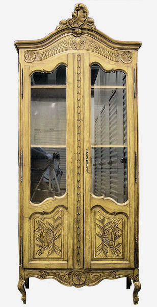 French Provincial Glazed 2-Door Oak Bookcase