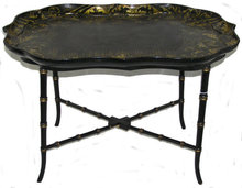 Black Chinoiserie Papier Mache Tray Table