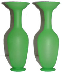 Pair Green Opaline Glass Flower Vases