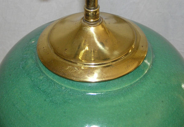 Brass & Green Ceramic Vase Table Lamp
