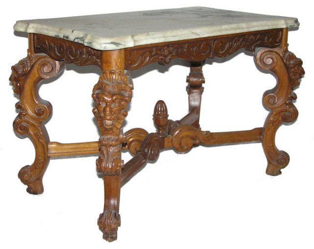 Antique Marble Top Georgian Hall Bench