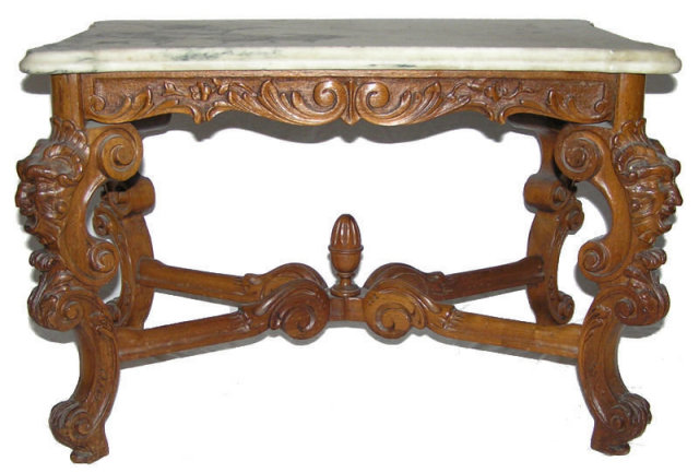 Antique Marble Top Georgian Hall Bench