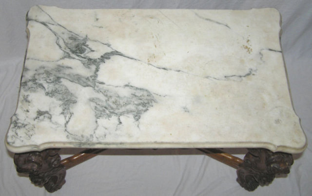 Antique Marble Top Georgian Hall Bench