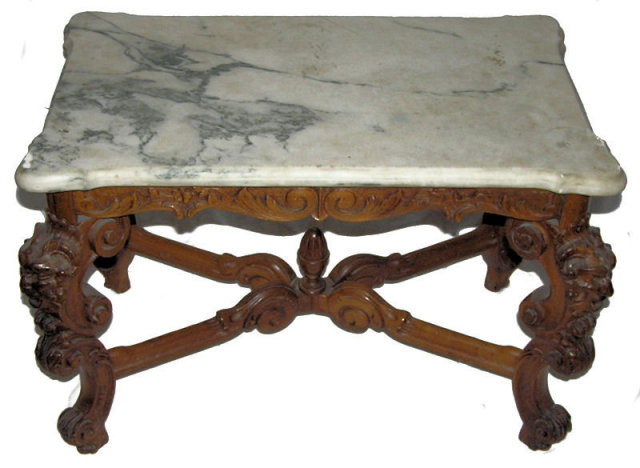 Antique Marble Top Georgian Hall Bench