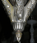 Tall French Art Deco Bronze 6-Light Chandelier