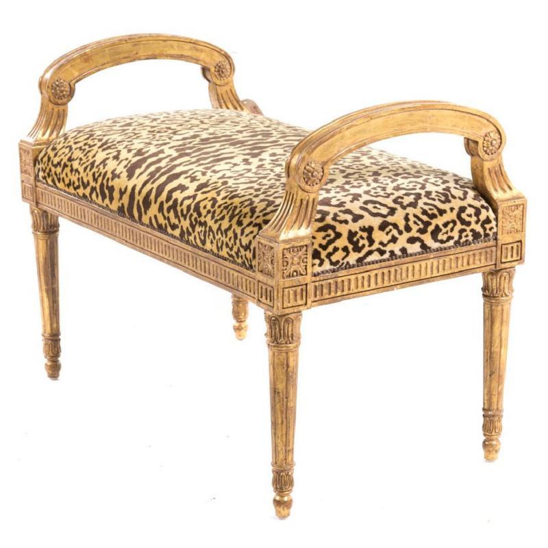 Antique French Louis XVI Style Giltwood Bench
