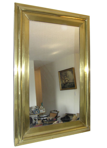 Rectangular Polished Brass Bistro Mirror
