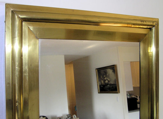 Rectangular Polished Brass Bistro Mirror