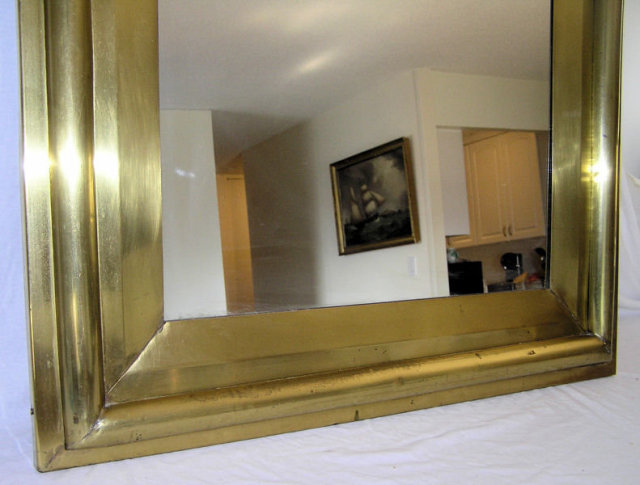 Rectangular Polished Brass Bistro Mirror