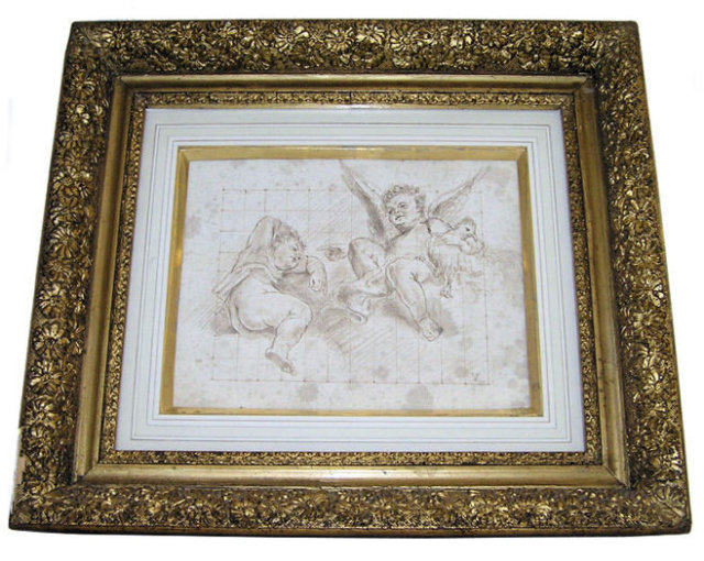 Neoclassical Cupids Painting After Franceschini