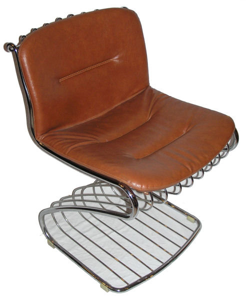 Set 4 GASTONE RINALDI Chrome Leather Dining