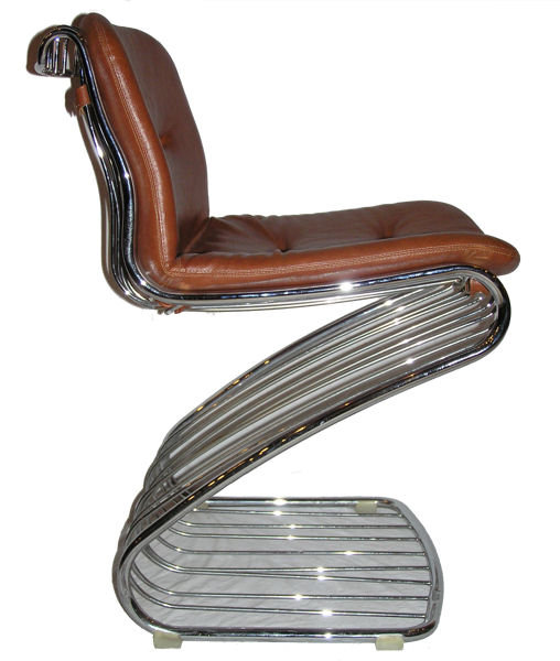 Set 4 GASTONE RINALDI Chrome Leather Dining