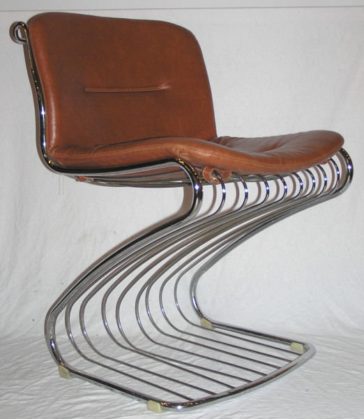 Set 4 GASTONE RINALDI Chrome Leather Dining