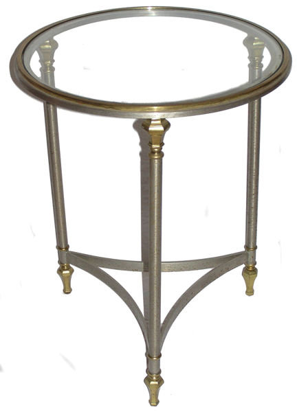 Mid-Century Nickel & Brass Gueridon Side Table