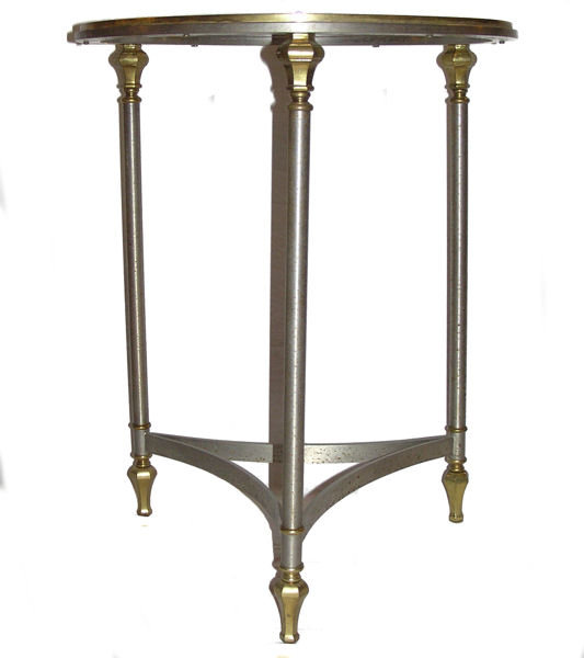 Mid-Century Nickel & Brass Gueridon Side Table