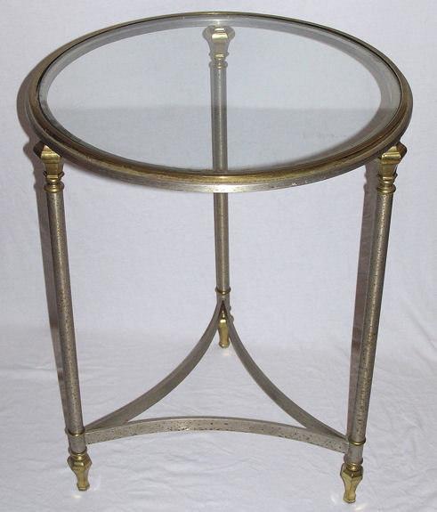 Mid-Century Nickel & Brass Gueridon Side Table