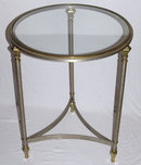 Mid-Century Nickel & Brass Gueridon Side Table
