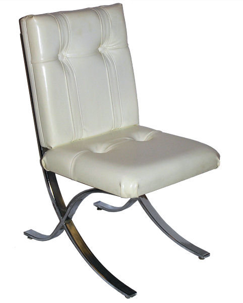 Set 4 Barcelona Style Chrome Dining Chairs