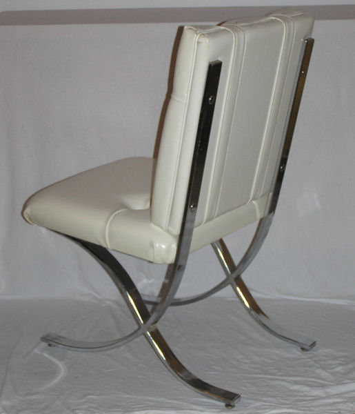 Set 4 Barcelona Style Chrome Dining Chairs