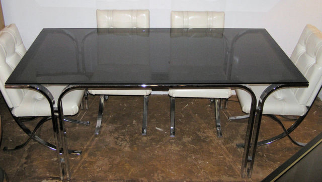 Set 4 Barcelona Style Chrome Dining Chairs