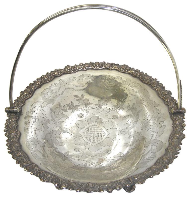 Euro Sheffield Silver Chased Handled Basket